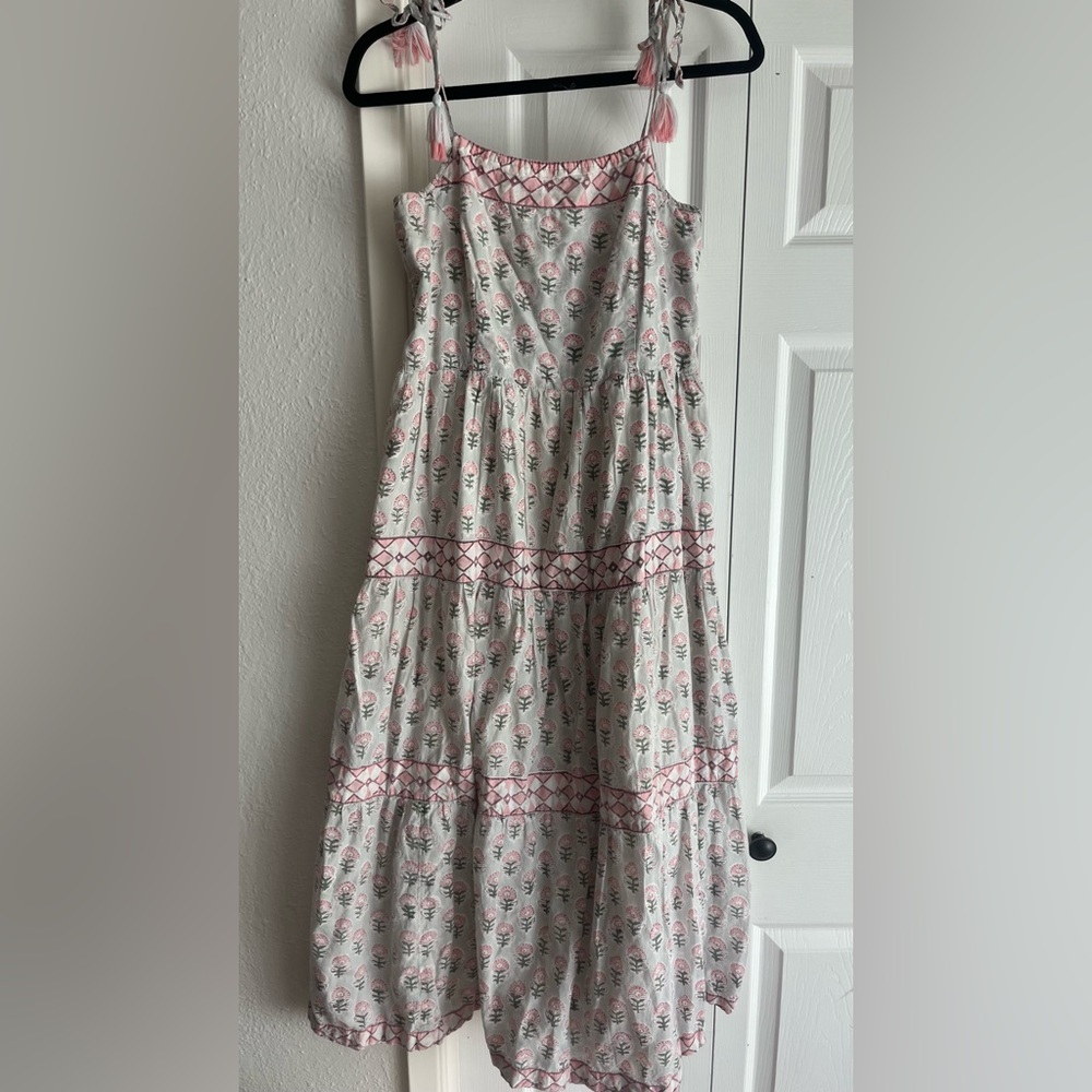 Marea by Liz Joy Veranda Floral Tier Tassel Tie Block Print Midi Maxi Dress - Picture 5 of 14